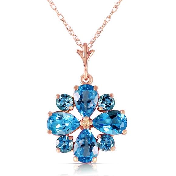 14K. SOLID GOLD NECKLACE WITH NATURAL BLUE TOPAZ - Picture 3 of 7